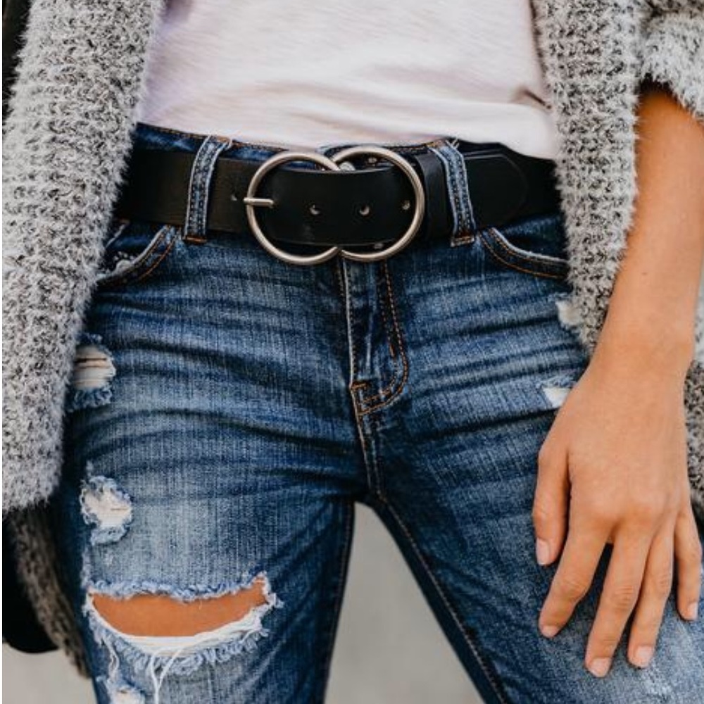 Arlee Double Buckle Faux Leather Belt